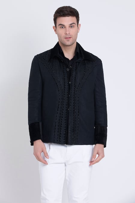 Arun Verma Prism Velvet Applique Resham Embroidered Jacket 