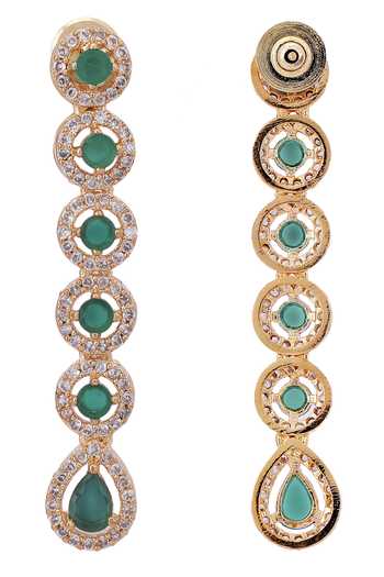Buy_Auraa Trends_Green Stones Round Embellished Necklace And Earrings Set 