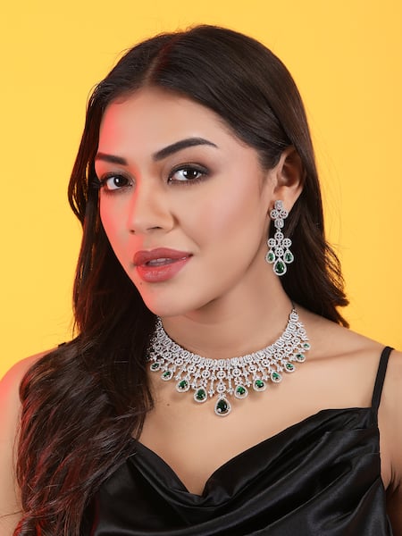 Auraa Trends American Diamond Studded Necklace Set 