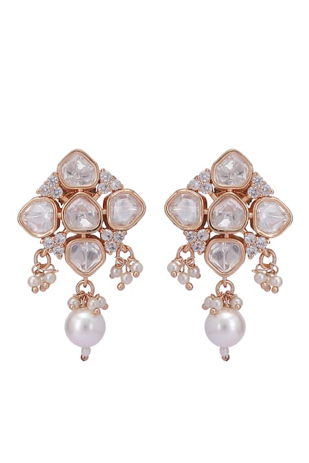 Auraa Trends_Gold Plated Pearls, Diamonds, Stones Kundan And Meenakari Necklace Set _at_Aza_Fashions