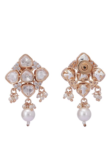 Buy_Auraa Trends_Gold Plated Pearls, Diamonds, Stones Kundan And Meenakari Necklace Set 