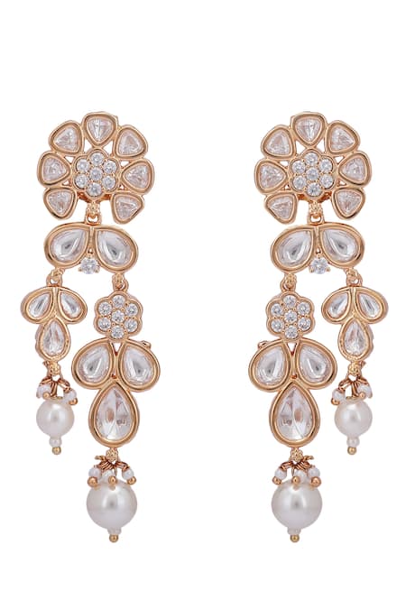 Auraa Trends_Gold Plated Crystals, Pearls Kundan Studded Necklace Set _at_Aza_Fashions