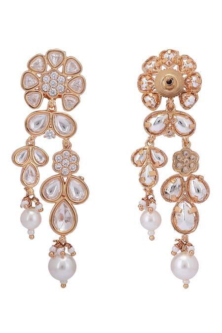 Buy_Auraa Trends_Gold Plated Crystals, Pearls Kundan Studded Necklace Set 