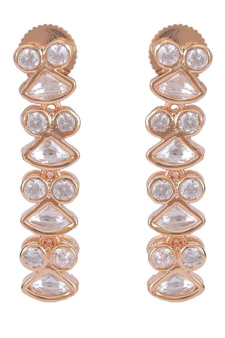 Auraa Trends_Rose Gold Stones Studded Necklace Set _at_Aza_Fashions