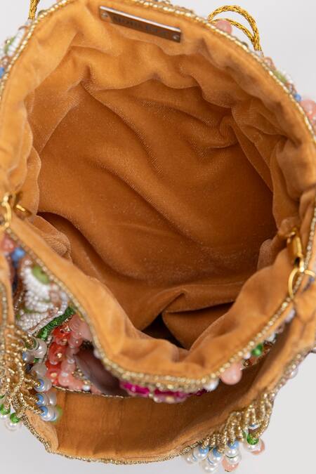 Modarta_Multi Color Crystals, Pearls, Beads Embellished Potli _Online_at_Aza_Fashions