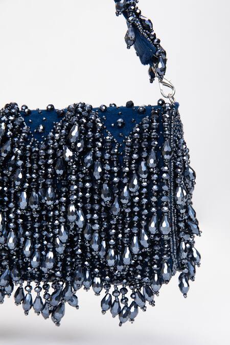 Buy Modarta Blue Crystals, Beads Tasselled Bag Online at Aza Fashions Buy_Modarta_Blue Crystals, Beads Tasselled Bag _Online_at_Aza_Fashions
