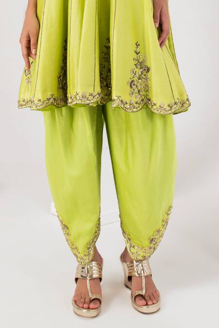 Buy Akara Green Chanderi Silk Sequins High Neck Persian Bloom Embroidered Anarkali Set Online at Aza Fashions Buy_Akara_Green Chanderi Silk Sequins High Neck Persian Bloom Embroidered Anarkali Set _Online_at_Aza_Fashions