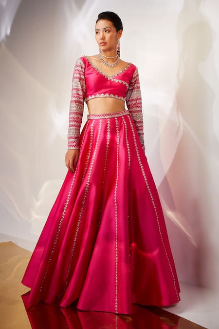 AKARA Geometric Embroidered Lehenga & Blouse Set 