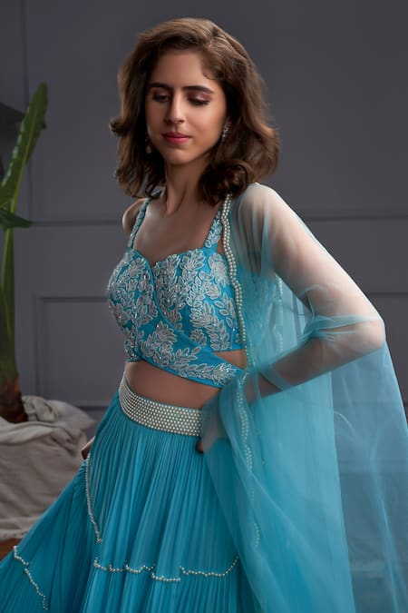 Christina Antillia Gathered Tiered Lehenga Set 