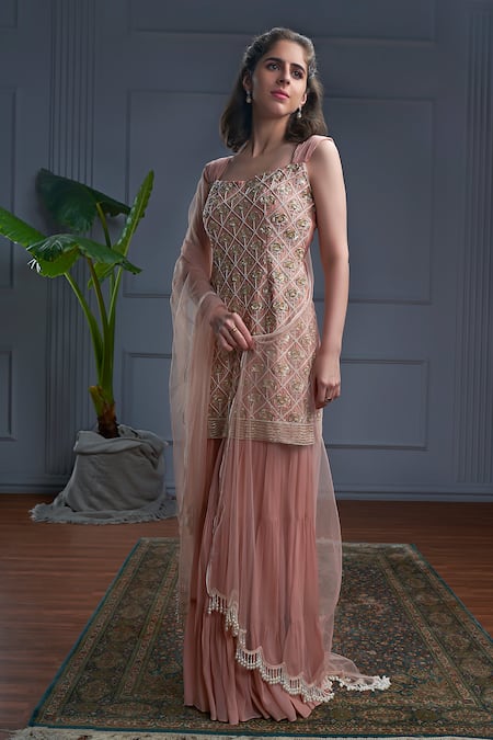 Christina Aruba Gul Embroidered Kurta Sharara Set 