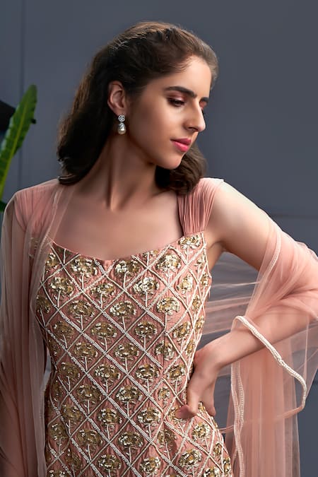 Christina Aruba Gul Embroidered Kurta Sharara Set 