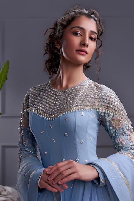 Christina Caspian Gardenia Embroidered Anarkali With Dupatta 