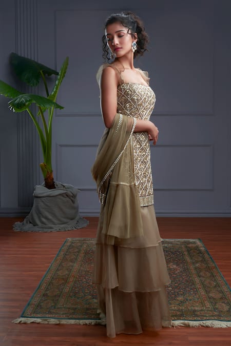 Christina Rosaria Phool Mahal Embroidered Kurta Sharara Set 