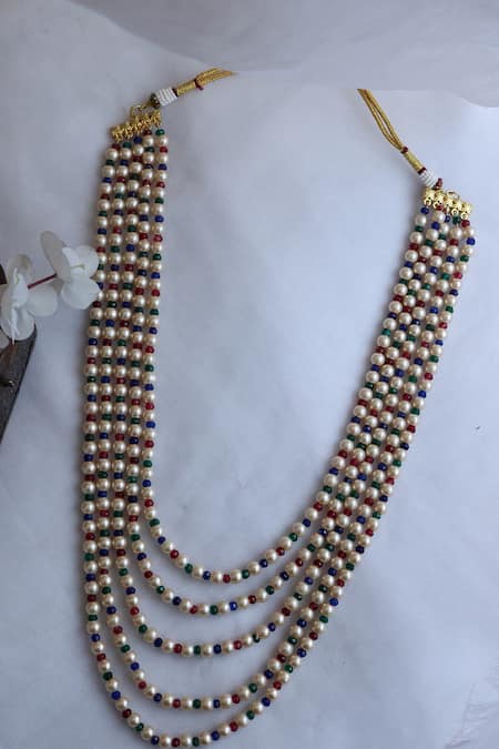 Shop Do Taara Multi Color Embellished Layered Necklace at Aza Fashions Shop_Do Taara_Multi Color Embellished Layered Necklace _at_Aza_Fashions