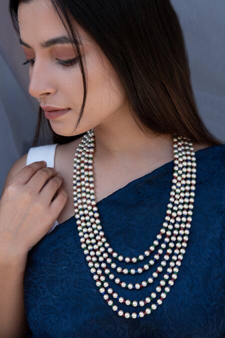 Do Taara Multi Color Embellished Layered Necklace Online at Aza Fashions Do Taara_Multi Color Embellished Layered Necklace _Online_at_Aza_Fashions