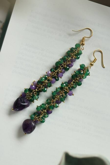 Do Taara Purple Stones Handcrafted Dangler Earrings Online at Aza Fashions Do Taara_Purple Stones Handcrafted Dangler Earrings _Online_at_Aza_Fashions