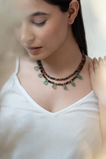 Do Taara Tourmaline & Fluorite Stone Embellished Necklace 