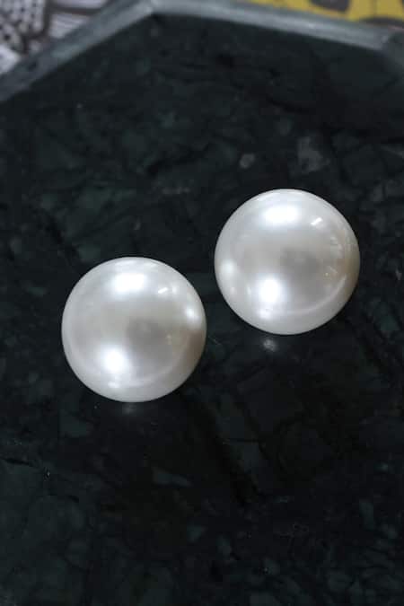 Do Taara_White Pearls Embellished Studs _Online_at_Aza_Fashions