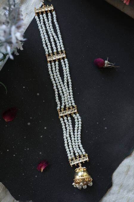 Buy Do Taara Gold Plated Pearls And Kundan Embellished Multistrand Braid Pin Online at Aza Fashions Buy_Do Taara_Gold Plated Pearls And Kundan Embellished Multistrand Braid Pin _Online_at_Aza_Fashions