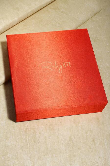 Buy_Ruby Raang_Gold Plated Beads, Diamonds Floral Cutwork Pendant Necklace Set