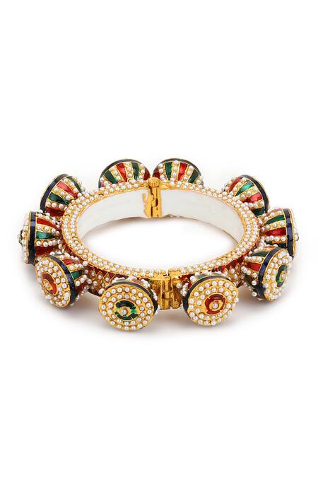 Ruby Raang Gold Plated Stones Studded Bangle Online at Aza Fashions Ruby Raang_Gold Plated Stones Studded Bangle _Online_at_Aza_Fashions
