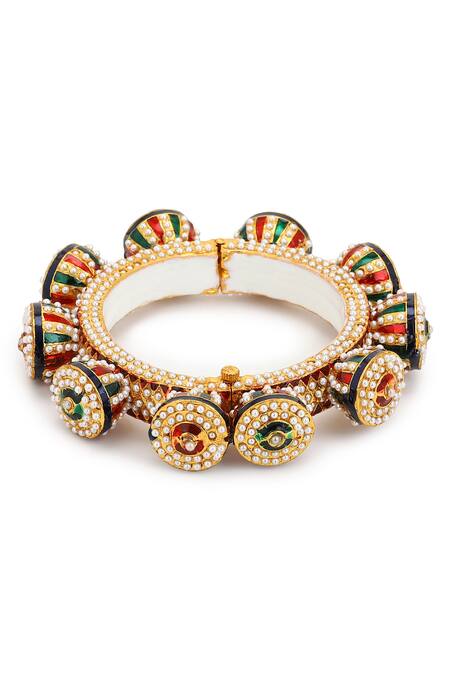 Buy Ruby Raang Gold Plated Stones Studded Bangle Online at Aza Fashions Buy_Ruby Raang_Gold Plated Stones Studded Bangle _Online_at_Aza_Fashions