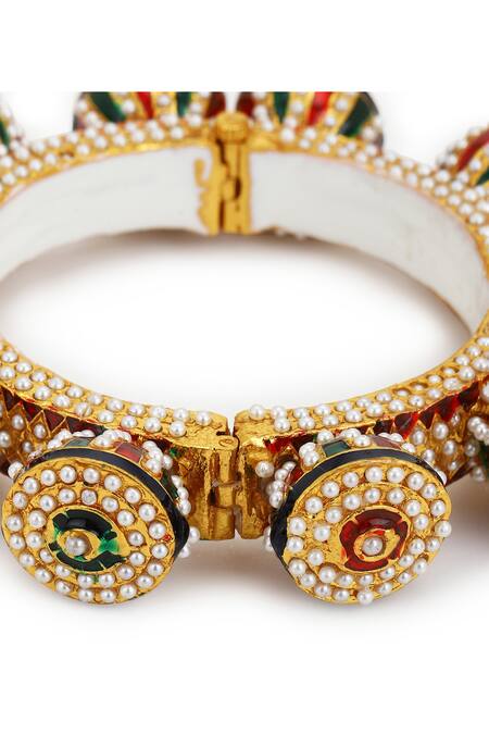 Ruby Raang Gold Plated Stones Studded Bangle at Aza Fashions Ruby Raang_Gold Plated Stones Studded Bangle _at_Aza_Fashions