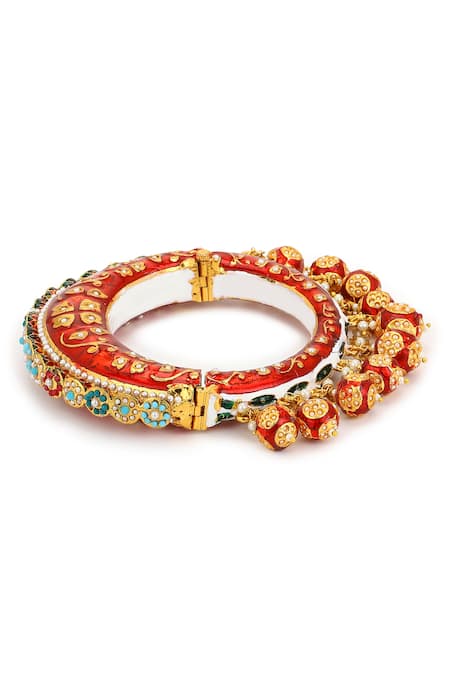 Buy Ruby Raang Red Stones Meenakari Ornamented Bangle Online at Aza Fashions Buy_Ruby Raang_Red Stones Meenakari Ornamented Bangle _Online_at_Aza_Fashions