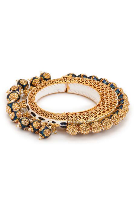 Ruby Raang Blue Beads Navratan Meenakari Bangle Online at Aza Fashions Ruby Raang_Blue Beads Navratan Meenakari Bangle _Online_at_Aza_Fashions