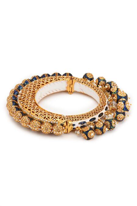 Buy Ruby Raang Blue Beads Navratan Meenakari Bangle Online at Aza Fashions Buy_Ruby Raang_Blue Beads Navratan Meenakari Bangle _Online_at_Aza_Fashions