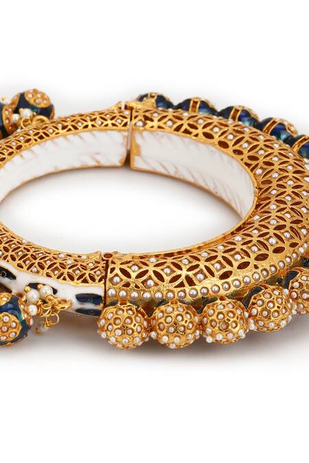 Ruby Raang Blue Beads Navratan Meenakari Bangle at Aza Fashions Ruby Raang_Blue Beads Navratan Meenakari Bangle _at_Aza_Fashions