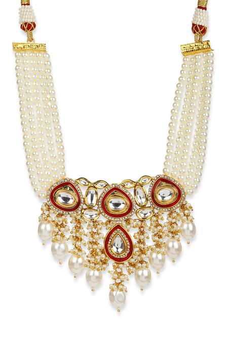 Ruby Raang Gold Plated Kundan Pearl Embellished Choker Necklace Online at Aza Fashions Ruby Raang_Gold Plated Kundan Pearl Embellished Choker Necklace _Online_at_Aza_Fashions