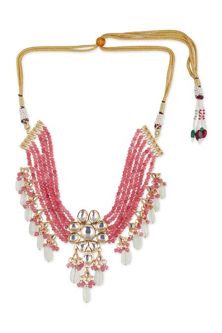 Buy_Ruby Raang_Pink Embellished Choker Necklace _Online_at_Aza_Fashions