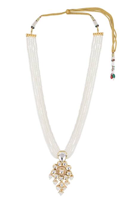 Buy Ruby Raang White Gold Plated Long Pendant Necklace Online at Aza Fashions Buy_Ruby Raang_White Gold Plated Long Pendant Necklace_Online_at_Aza_Fashions