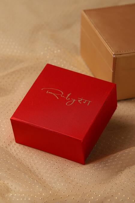 Buy_Ruby Raang_Gold Plated Pearls, Gota Patti Teardrop Bloom Kundan Jewellery Set 