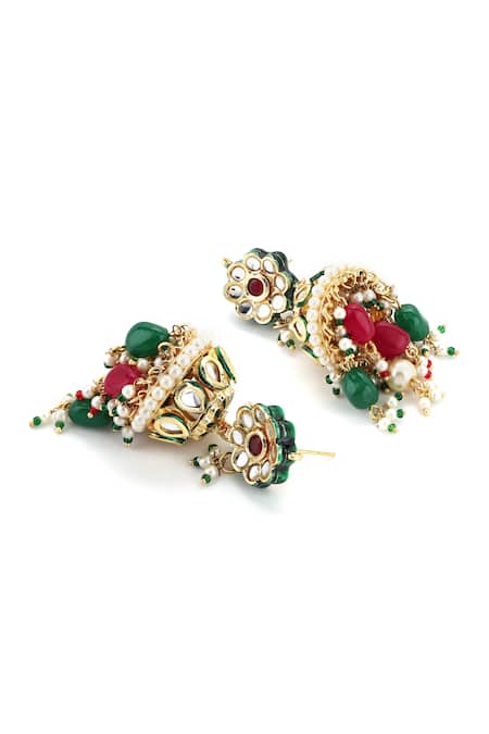 Shop Ruby Raang Multi Color Pearls, Stones, Gota Patti Floret Bloom Kundan Jewellery Set Online at Aza Fashions Shop_Ruby Raang_Multi Color Pearls, Stones, Gota Patti Floret Bloom Kundan Jewellery Set _Online_at_Aza_Fashions