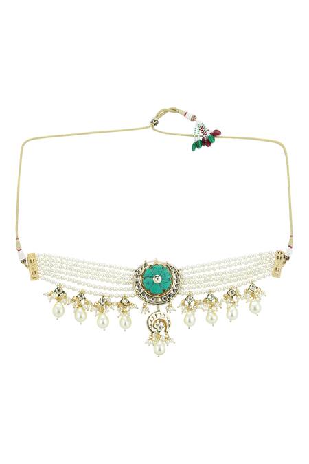 Buy Ruby Raang White Amyra Kundan And Pearl Choker Necklace Online at Aza Fashions Buy_Ruby Raang_White Amyra Kundan And Pearl Choker Necklace _Online_at_Aza_Fashions