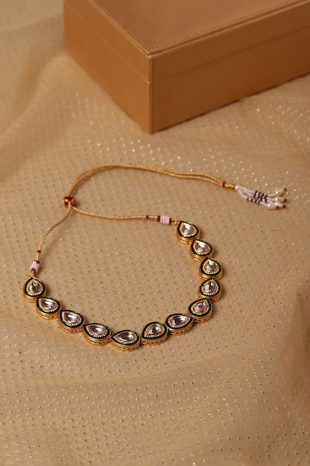 Shop Ruby Raang Green Glorius Teardrop Kundan Necklace at Aza Fashions Shop_Ruby Raang_Green Glorius Teardrop Kundan Necklace _at_Aza_Fashions