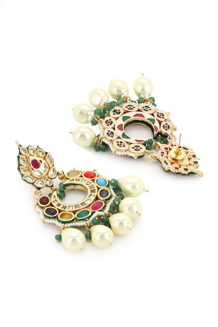 Buy Ruby Raang Multi Color Pearls, Stones, Diamonds Noor Kundan And Embellished Chandbalis Online at Aza Fashions Buy_Ruby Raang_Multi Color Pearls, Stones, Diamonds Noor Kundan And Embellished Chandbalis _Online_at_Aza_Fashions