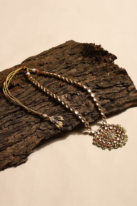 Shop Ruby Raang Gold Plated Ornate Bloom Kundan Embellished Pendant Necklace at Aza Fashions Shop_Ruby Raang_Gold Plated Ornate Bloom Kundan Embellished Pendant Necklace _at_Aza_Fashions