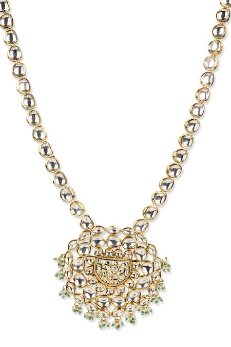 Ruby Raang Gold Plated Ornate Bloom Kundan Embellished Pendant Necklace Online at Aza Fashions Ruby Raang_Gold Plated Ornate Bloom Kundan Embellished Pendant Necklace _Online_at_Aza_Fashions