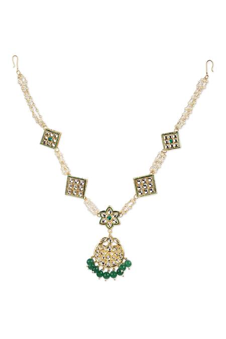 Buy Ruby Raang Gold Plated Kundan Embellished Mathapatti Online at Aza Fashions Buy_Ruby Raang_Gold Plated Kundan Embellished Mathapatti _Online_at_Aza_Fashions