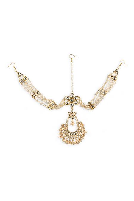 Ruby Raang Gold Plated Kundan Embellished Mathapatti Online at Aza Fashions Ruby Raang_Gold Plated Kundan Embellished Mathapatti _Online_at_Aza_Fashions