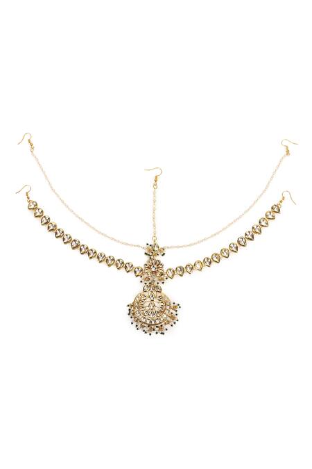 Ruby Raang Gold Plated Chand Embellished Mathapatti Online at Aza Fashions Ruby Raang_Gold Plated Chand Embellished Mathapatti _Online_at_Aza_Fashions