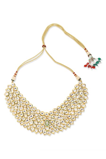 Buy Ruby Raang Gold Plated Diamonds, Stones Maharani Kundan Embellished Necklace Set Online at Aza Fashions Buy_Ruby Raang_Gold Plated Diamonds, Stones Maharani Kundan Embellished Necklace Set _Online_at_Aza_Fashions