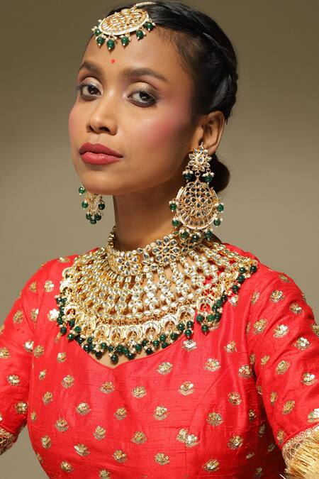 Ruby Raang Gold Plated Stones Kundan Embellished Choker Necklace Set Online at Aza Fashions Ruby Raang_Gold Plated Stones Kundan Embellished Choker Necklace Set _Online_at_Aza_Fashions
