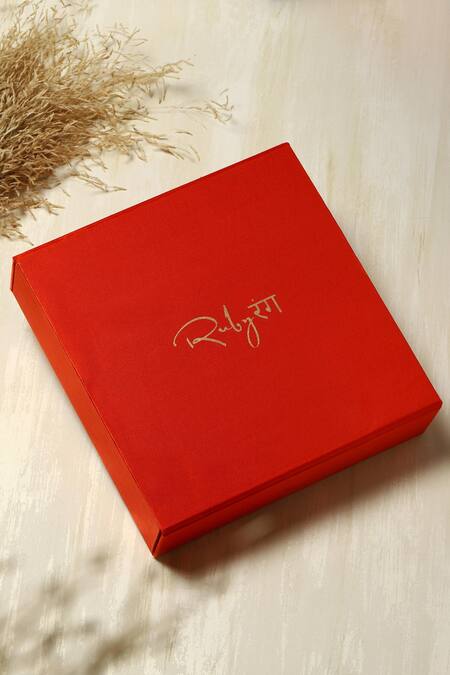 Ruby Raang Gold Plated Diamonds, Stones Kundan Embellished Floral Necklace Set at Aza Fashions Ruby Raang_Gold Plated Diamonds, Stones Kundan Embellished Floral Necklace Set _at_Aza_Fashions