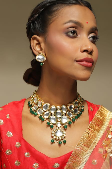 Ruby Raang Kundan Embellished Choker Set 