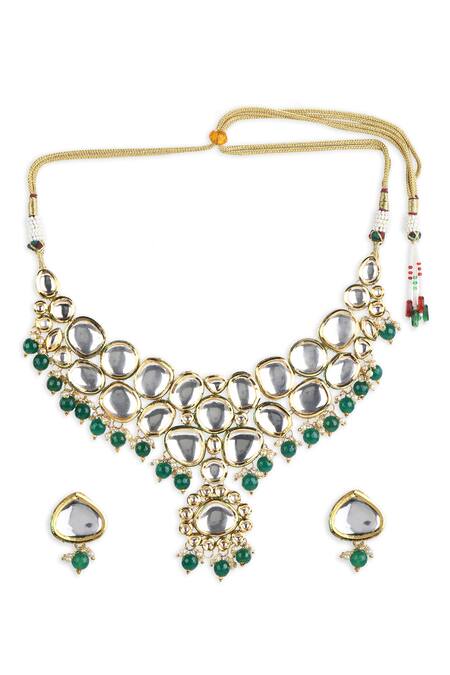 Buy Ruby Raang Gold Plated Beads, Diamonds Kundan Embellished Choker Set Online at Aza Fashions Buy_Ruby Raang_Gold Plated Beads, Diamonds Kundan Embellished Choker Set _Online_at_Aza_Fashions