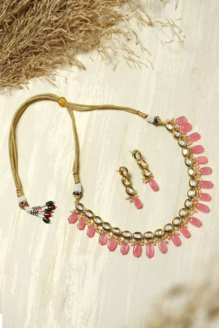 Ruby Raang Kundan & Bead Embellished Choker Set 